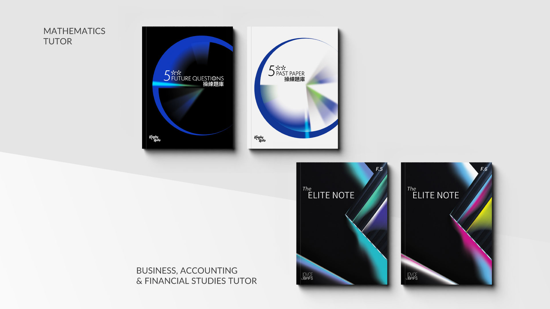 Showcase of book cover design for the course of the Mathematics and Business, Accounting & Financial Studies Tutors from AfterSchool Education