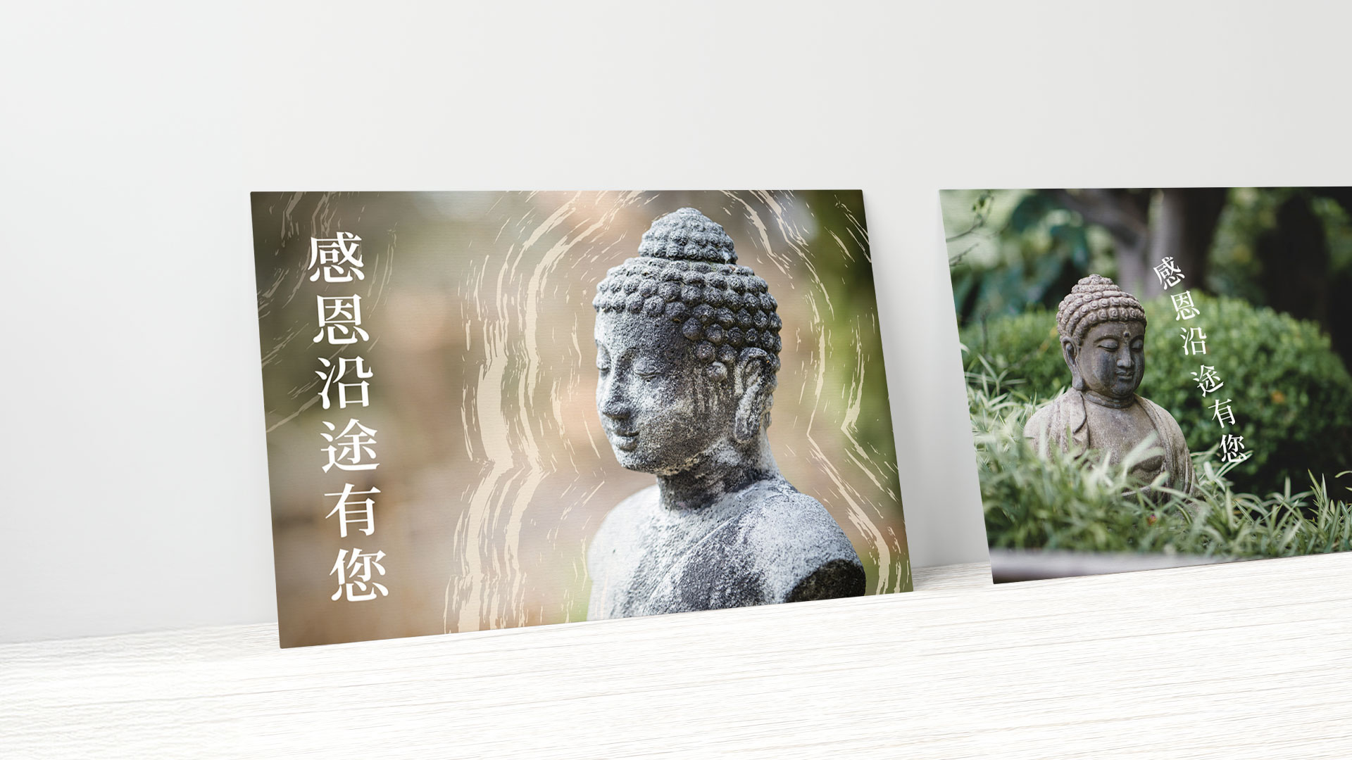 Mockup of a Buddhism course thanks-you card design